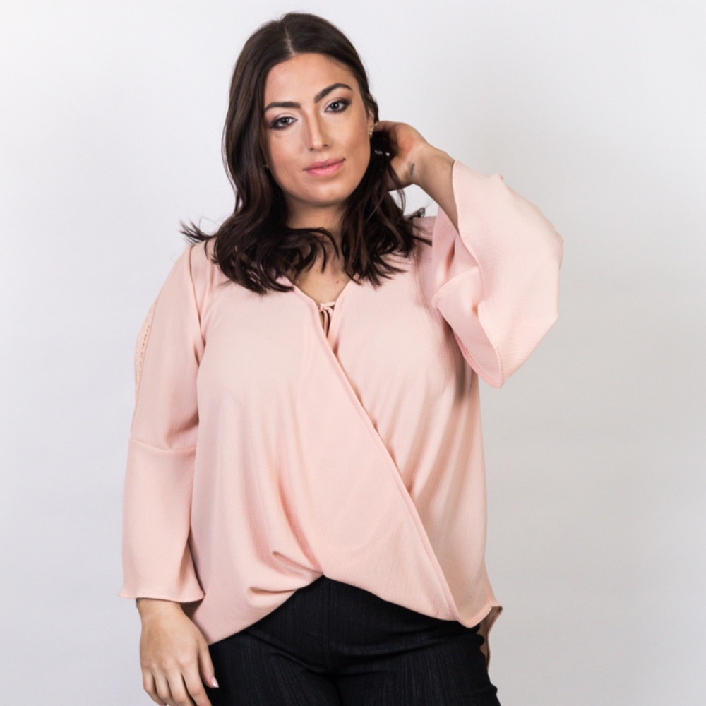 Plus Size Crochet Trim Wrap Top